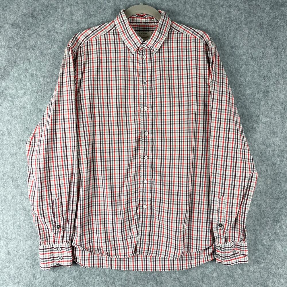 Rag Bone Tailored Workwear Shirt‎ Mens Large Plaid Button Down Long Sleeve